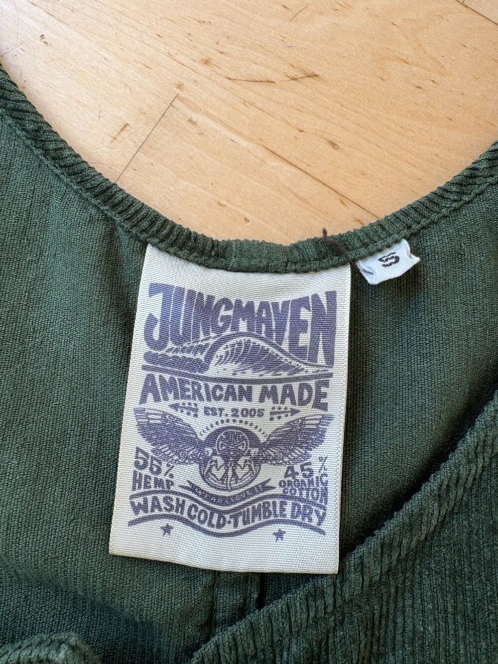 RARE Jungmaven Corduroy Jumper Dress Cotton/Hemp Sz S Romper Buttons Pockets - Picture 8 of 8